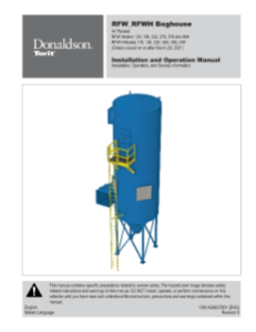 Donaldson RFW & RFWH baghouse Dust Collectors brochure download icon | AST Canada