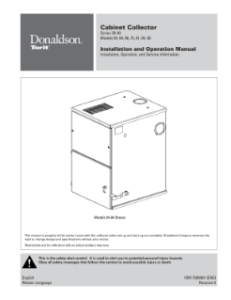 Donaldson Cabinet Series 90 dust collector installation and operation manual download icon | AST Canada