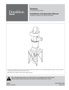 Donaldson Cyclone Dust Collector installation & operation manual | AST Canada