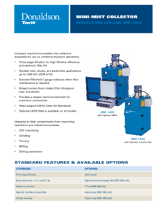 Donaldson Mini-Mist machine mountable mist collector datasheet download icon | AST Canada