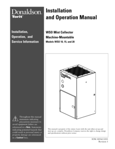 Donaldson WSO 10, 15, 20 Machine Mountable Mist Collector Manual download icon | AST Canada